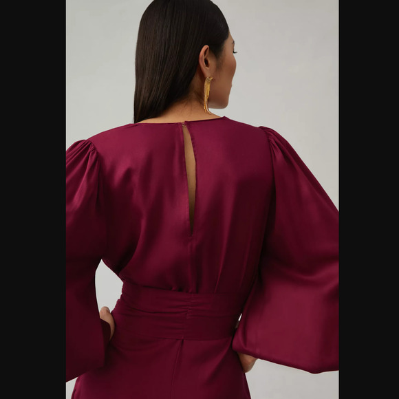 NWT Farm Rio Bell-Sleeve Wine Romper - Small - Picture 4 of 5